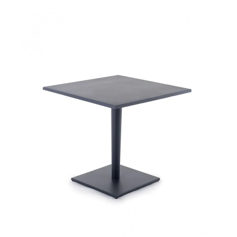 LUCE LUNTAQU80B_LUNTAQU80G_LUNTAQU80BFL_LUNTAQU80GFL Unopiù LUCE fixed table in aluminium with a choice of 80x80 cm top