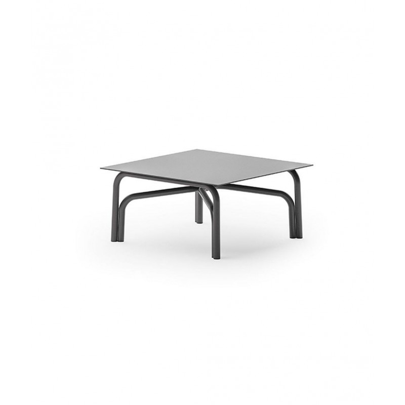 SALÒ SATB70 Table basse fixe Unopiù SALÒ en aluminium avec plateau au choix de 70x70 cm