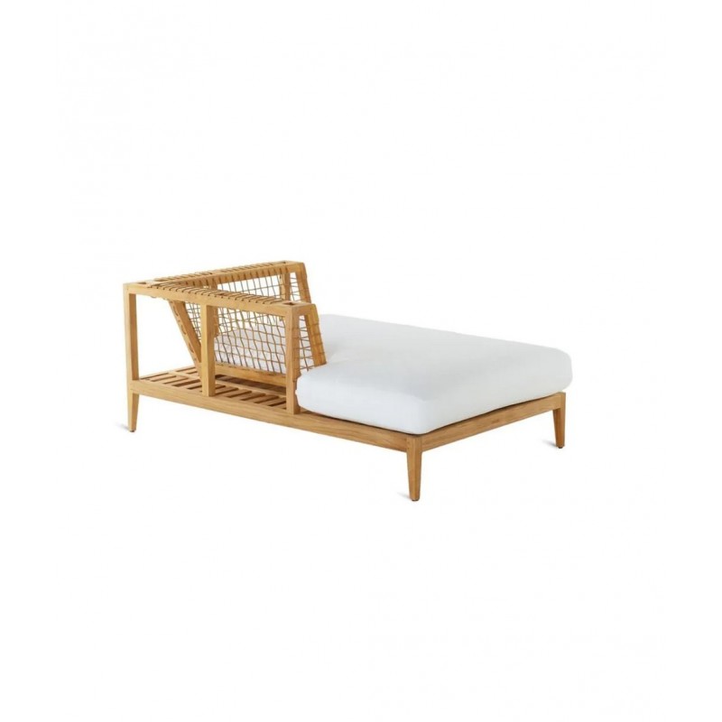 SYNTHESIS SYCHD Unopiù Modulo chaise longue destro SYNTHESIS in teak e fibra sintetica WaProLace - Con o senza cuscino