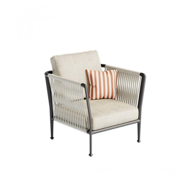 TREBLE TREPO Fauteuil Unopiù TREBLE en aluminium et corde - Avec ou sans coussin