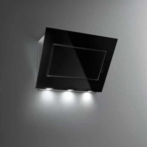 Falmec 90 cm Quasar wall hood with stainless steel and black glass finish