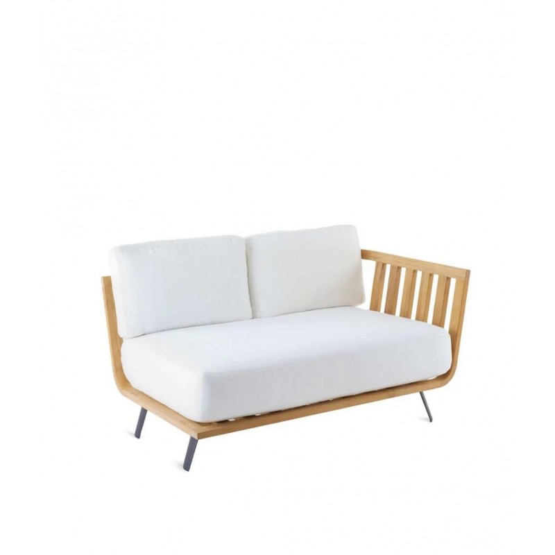 WELCOME WA130S Unopiù WELCOME left corner module in teak, 138 cm - With seat and back cushion