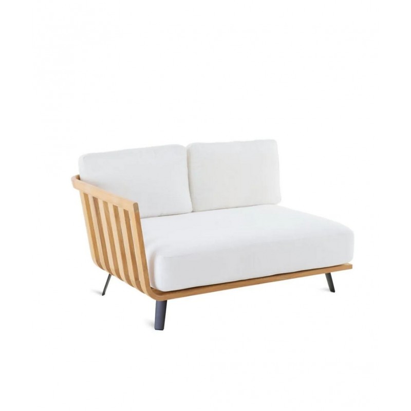 WELCOME WA130D Módulo de esquina derecho Unopiù WELCOME en teca, 138 cm - Con cojín de asiento y respaldo