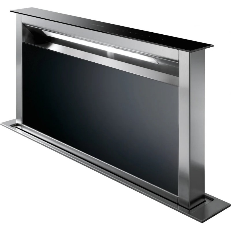 110.0360.581 + 110.0360.483 Faber FABULA BK 90 RB 110.0360.581 + 110.0360.483 90 cm downdraft hood in stainless steel and black glass - With motor