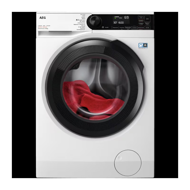 LWR7D966OB#EG Lavadora secadora de libre instalación AEG LWR 7 D 966 OB, 60 cm, acabado en blanco y negro