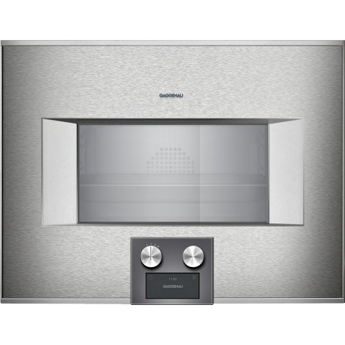 Four mixte vapeur encastrable Gaggenau BS474112 de 60 cm, à charnières à droite et à montage en bas, en acier inoxydable
