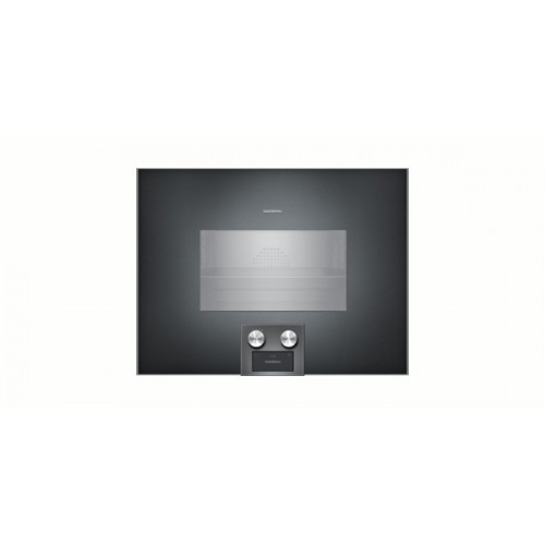 Four mixte vapeur encastrable Gaggenau BS475102 de 60 cm, à charnières à gauche et à montage en bas, finition anthracite