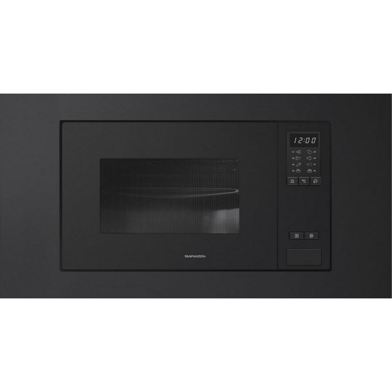 1MOXEN Microondas integrable Barazza 1MOXEN, 75 cm, acabado en acero inoxidable negro mate / cristal negro