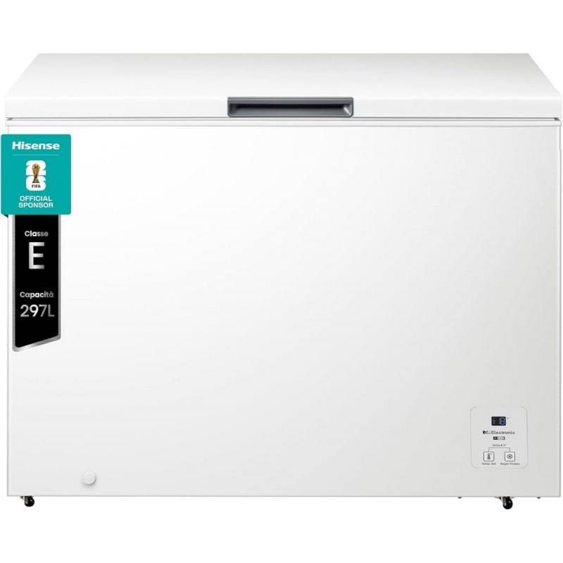 FC386D4AWLYE Congelador horizontal independiente Hisense: FC386D4AWLYE de 112 cm en color blanco.