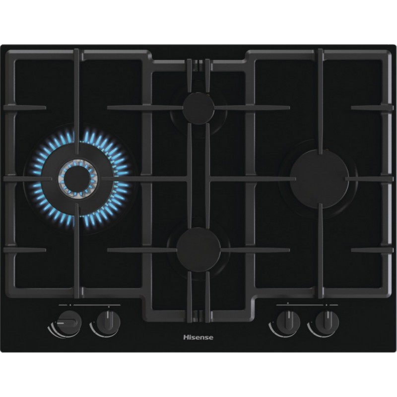 GED663B Plaque de cuisson à gaz Hisense GED663B de 67 cm avec finition en verre noir