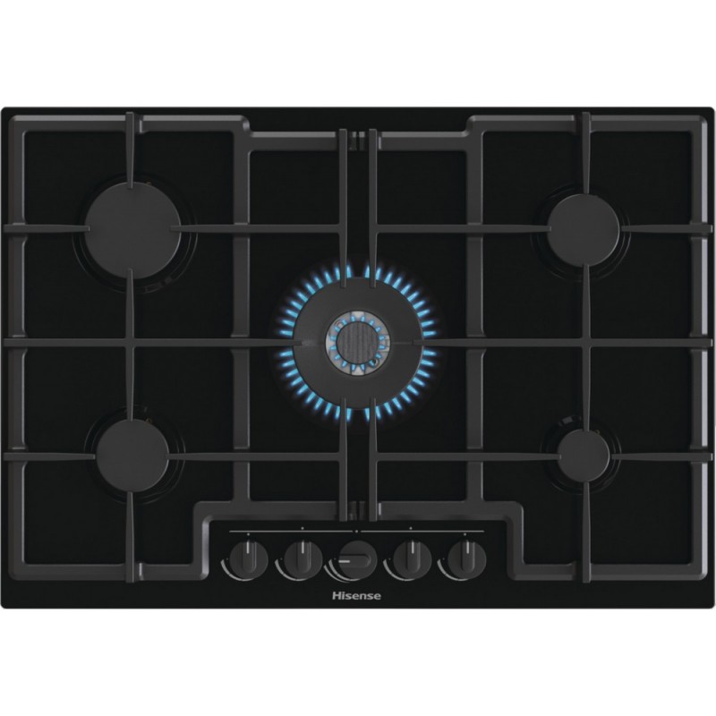 GED773B Plaque de cuisson à gaz Hisense GED773B 74 cm, finition verre noir
