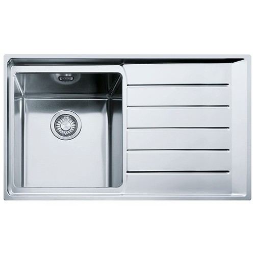 Franke: Fregadero de un solo seno con escurridor a la derecha Neptune Plus NPX 611 101.0068.368, acero satinado, 86 x 51 cm