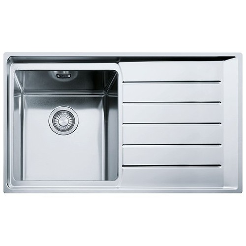 Franke Sink one bowl with drainer on the right Neptune Plus NPX 611 101.0068.368 satin stainless steel finish 86x51 cm