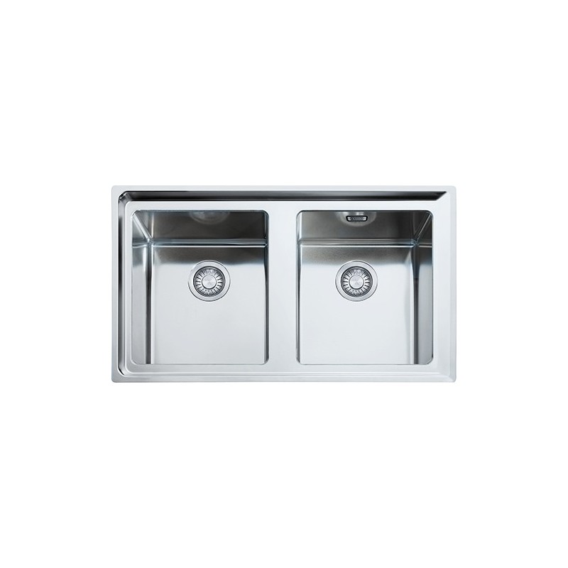  Franke: Évier double bac Neptune Plus NPX 620 101.0068.373, finition inox satiné, 86 x 51 cm