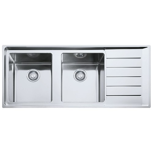 Franke: Neptune Plus NPX 621 101.0068.377, fregadero de doble cubeta con escurridor a la derecha, acabado en acero inoxidable