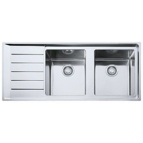 Franke Sink two bowls with left drainer Neptune Plus NPX 621 101.0068.381 satin stainless steel finish 116x51 cm