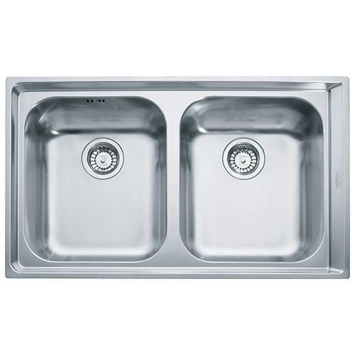 Franke: Évier double bac semi-affleurant/Filotop Neptune NEX 220 encastrable, référence 127.0059.656, finition acier inoxy