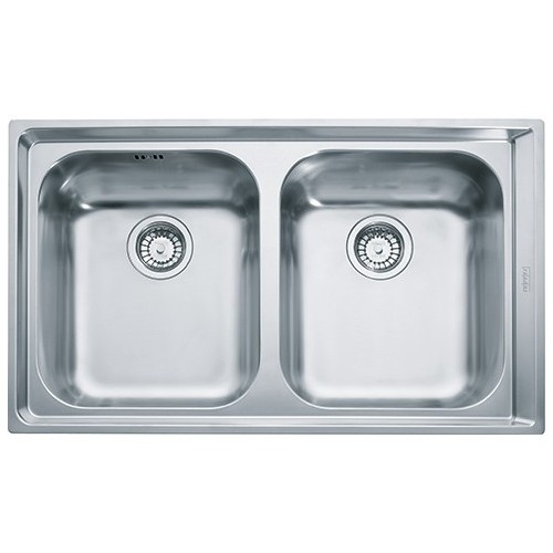 Franke Sink two bowls Neptune Built-in Semifilo / Filotop NEX 220 127.0059.656 satin stainless steel finish 86.4x51.4 cm