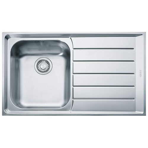 Franke: Single bowl sink with drainer on the right Neptune NEX 611 101.0040.731 satin stainless steel finish 86x51 cm
