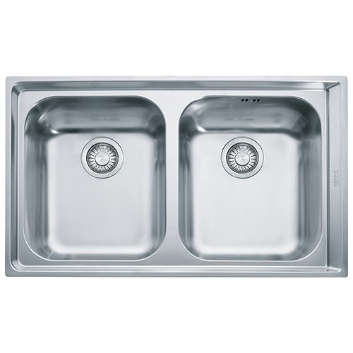 Franke Sink two basins Neptune NEX 620 101.0040.733 satin stainless steel finish 86x51 cm
