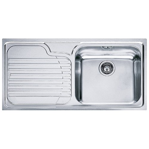Franke One bowl sink with left drainer Galassia GAX 611 101.0017.508 satin stainless steel finish 100x50 cm