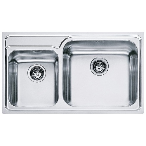 Franke: Galassia GAX 620 101.0017.507 Évier double bac, finition inox satiné, 86 x 50 cm