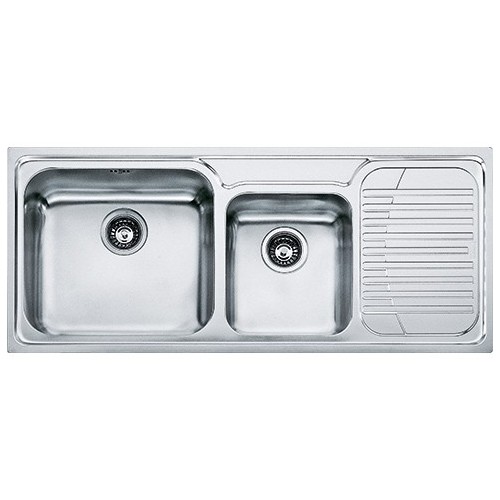 Franke: Galassia GAX 621 101.0017.506 Évier double bac avec égouttoir à droite, finition inox satiné, 116 x 50 cm