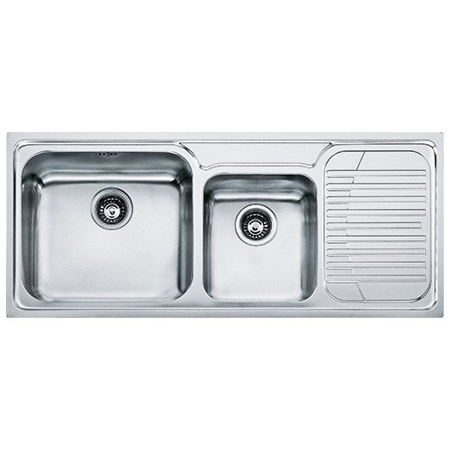 Franke Sink two bowls with drainer on the right Galassia GAX 621 101.0017.506 satin stainless steel finish 116x50 cm