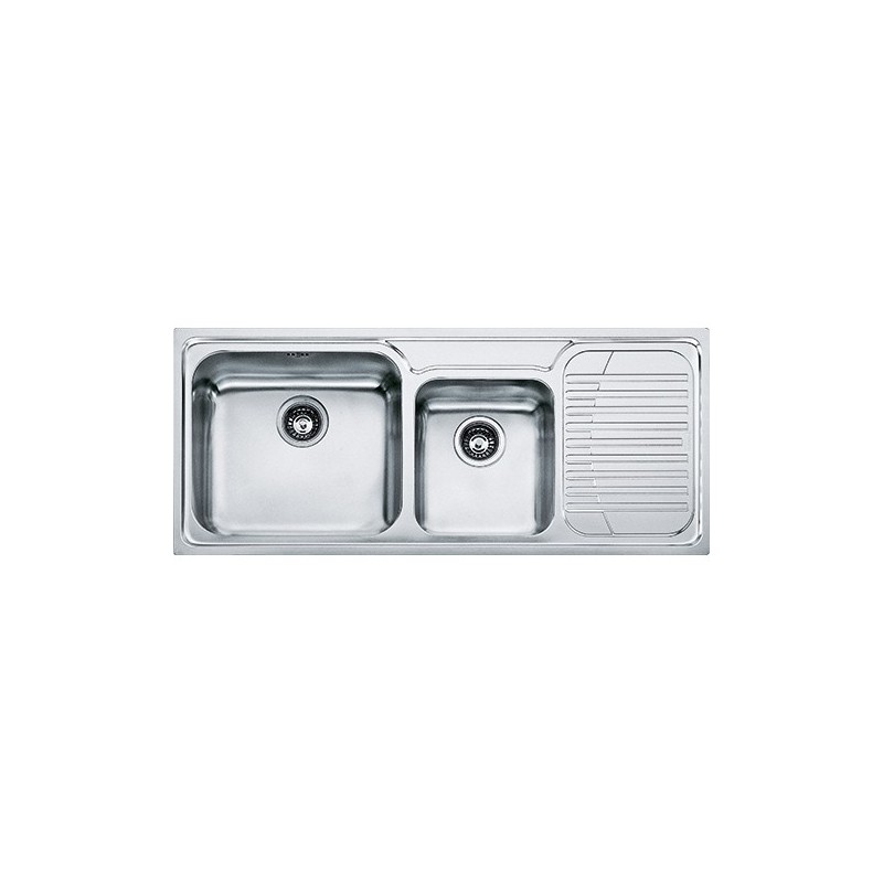  Franke: Fregadero doble Galassia GAX 621 101.0017.506 con escurridor a la derecha, acero satinado, 116 x 50 cm