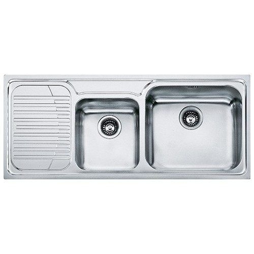 Franke: Galassia GAX 621 101.0017.504, évier double bac avec égouttoir à gauche, finition inox satiné, 116 x 50 cm