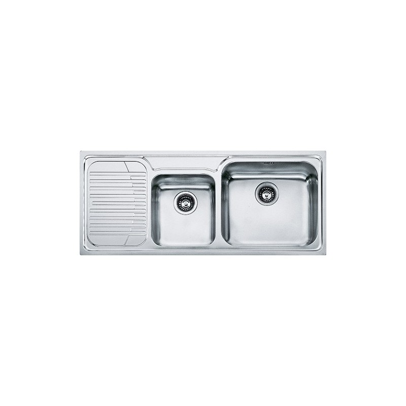  Franke: Fregadero doble Galassia GAX 621 101.0017.504 con escurridor a la izquierda, acero satinado, 116 x 50 cm