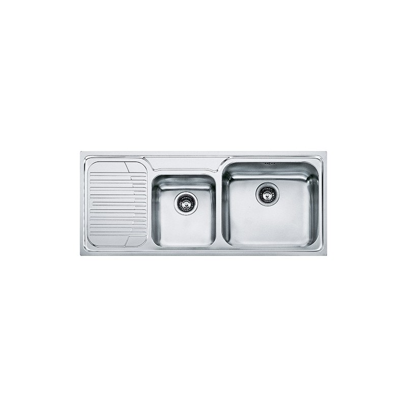  Franke Sink two bowls with drainer on the left Galassia GAX 621 101.0017.504 satin stainless steel finish 116x50 cm