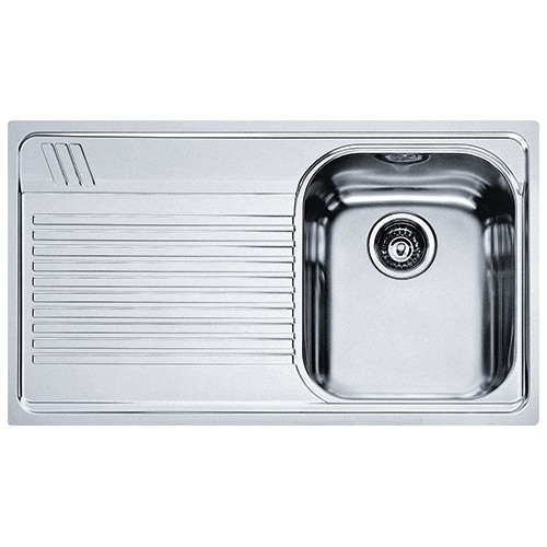 Franke Single bowl sink with left drainer Armonia AMT 611 101.0022.449 stainless steel microdekor finish 86x50 cm