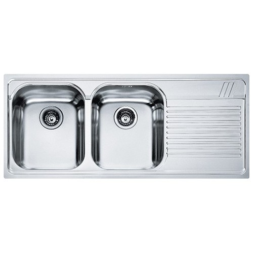 Franke Sink two bowls with drainer on the right Armonia AMX 621 101.0022.381 satin stainless steel finish 116x50 cm