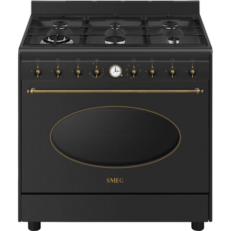 CO90GMAN2 Cuisine Smeg CO90GMAN2 avec four électrique et plaque de cuisson au gaz, finition anthracite, 90 x 60 cm