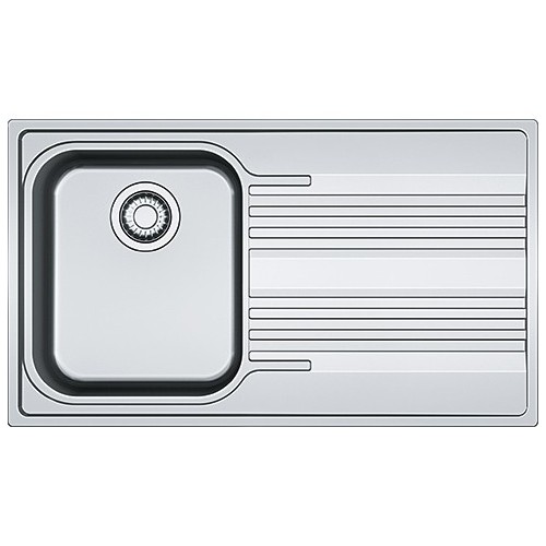 Franke: Fregadero de un seno con escurridor a la derecha Smart SRX 611-86 101.0356.760, acero satinado, 86 x 50 cm