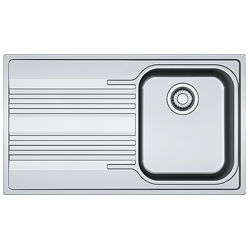 Franke: Single bowl sink with drainer on the left Smart SRX 611-86 101.0356.801 satin stainless steel finish 6 86x50 cm