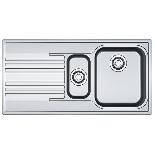 Franke: Fregadero de un seno con cubeta y escurridor a la izquierda Smart SRX 651 101.0356.888, acero satinado, 100 x 50 cm