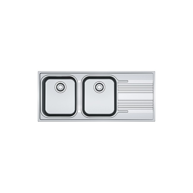  Franke: Fregadero de doble cubeta con escurridor a la derecha Smart SRX 621 101.0356.895, acero satinado, 116 x 50 cm