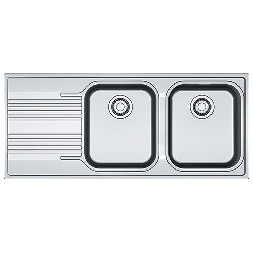 Franke Sink two bowls with drainer on the left Smart SRX 621 101.0356.896 satin stainless steel finish 116x50 cm