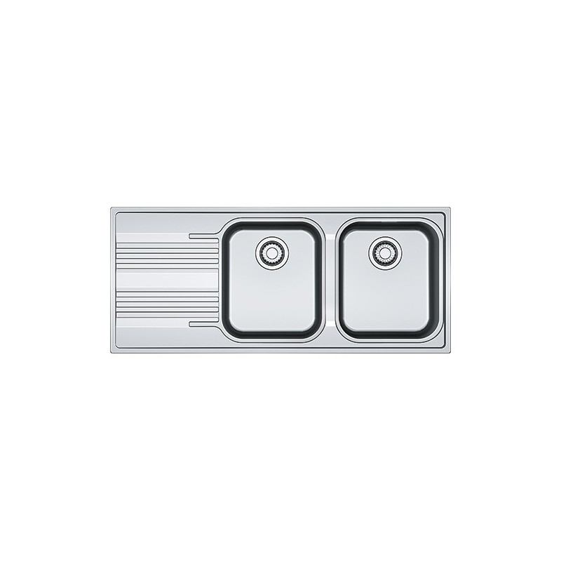  Franke: Fregadero de doble cubeta con escurridor a la izquierda Smart SRX 621 101.0356.896, acero satinado, 116 x 50 cm