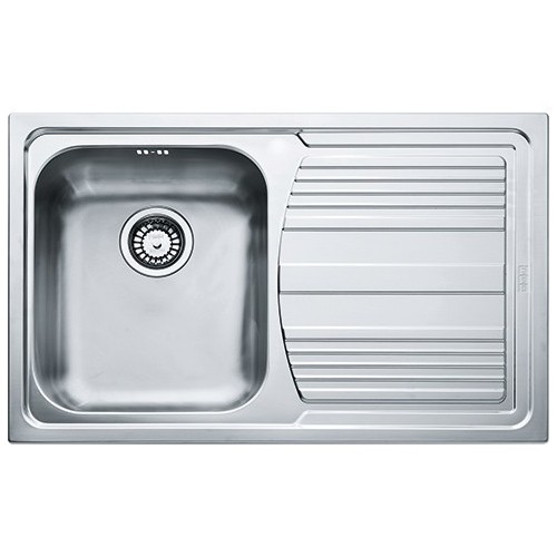 Franke: Single bowl sink with drainer on the right Logica Line LLX 611 101.0085.772 satin stainless steel finish 79x50 cm