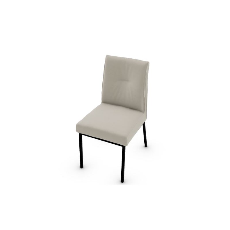 CS1908020016L0800000000 Silla Calligaris OUTLET Romy CS1908 con estructura de metal gris mate P16 y asiento de piel crema L08