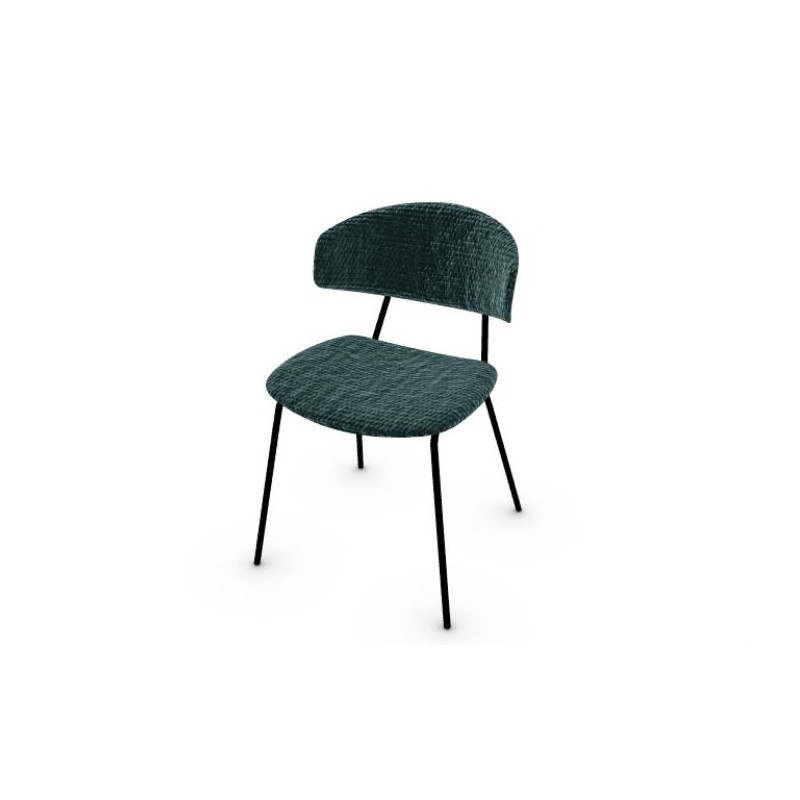 CS1890000015S2M00000000 Silla Calligaris OUTLET Sophia CS1890 con estructura de metal P15 negro mate y asiento de tela Bergen S2M verde azulado