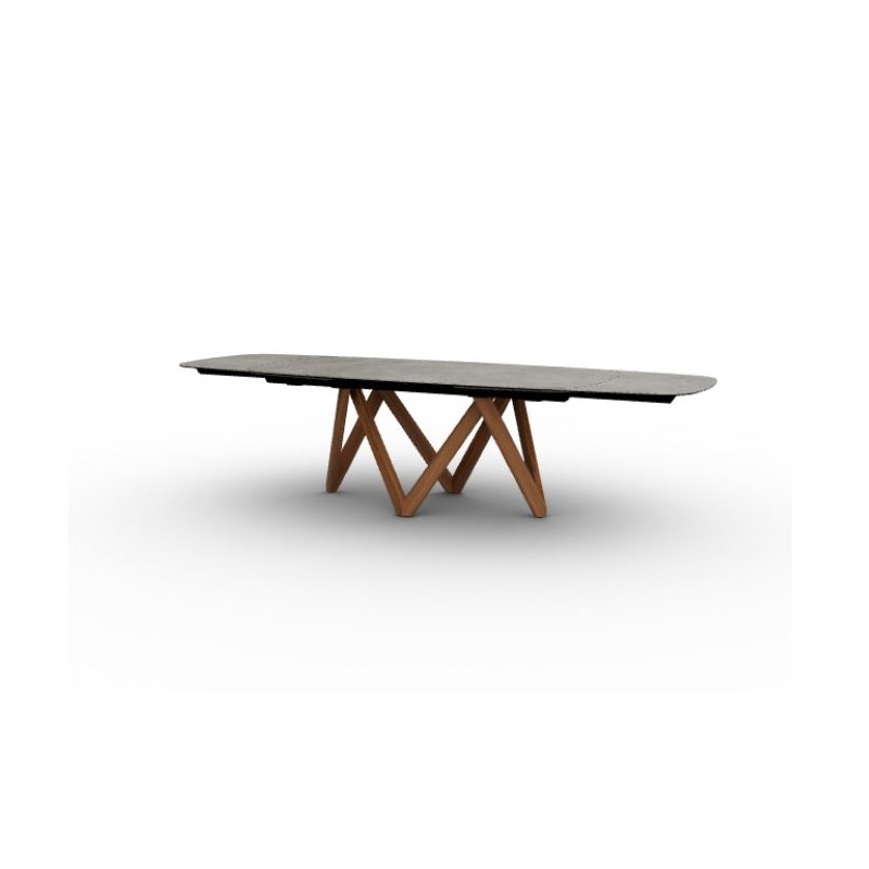 CS411101101C0152010000D Mesa extensible Calligaris OUTLET Cartesio CS4111-R 160 MTO - Base de fresno P201 y tablero de cerámica P1C 160x90cm