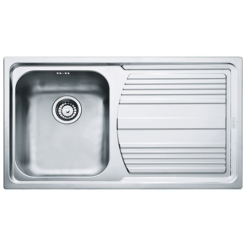Franke: Lavello una vasca con gocciolatoio a destra Logica Line LLX 611-L 101.0085.775 finitura inox satinato da 86x50 cm