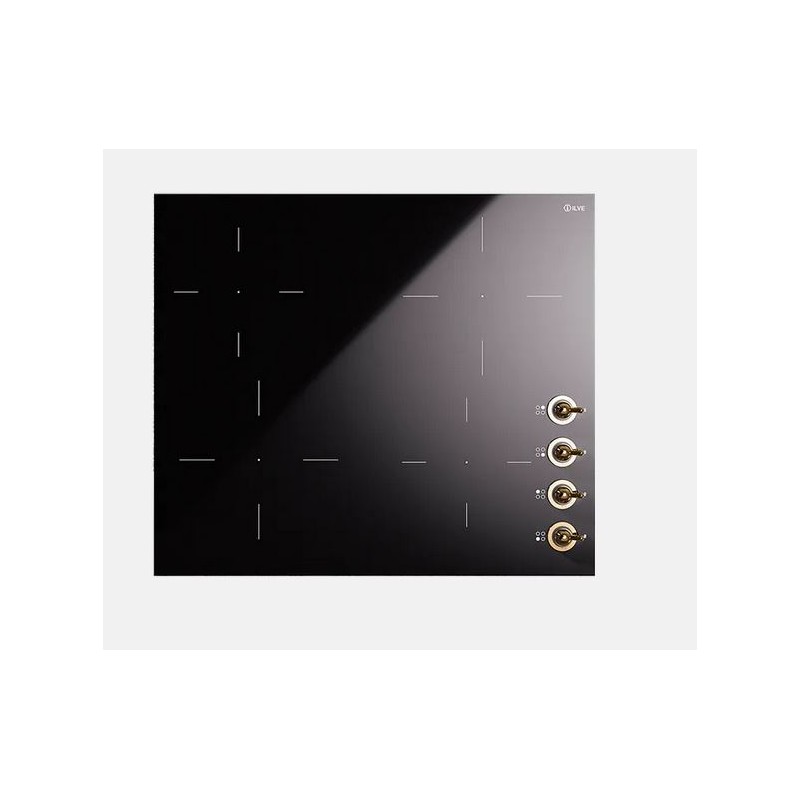 HVI364N Placa de inducción Ilve Nostalgie HVI364N de 60 cm en vitrocerámica negra con mandos cromados