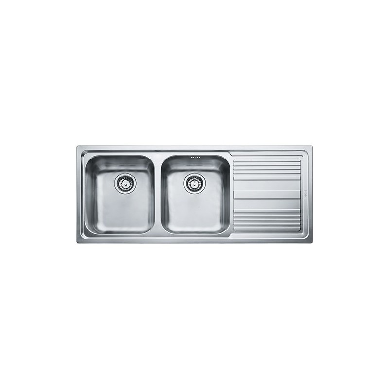  Franke Sink two bowls with right drainer Logica Line LLX 621 101.0085.849 satin stainless steel finish 116x50 cm
