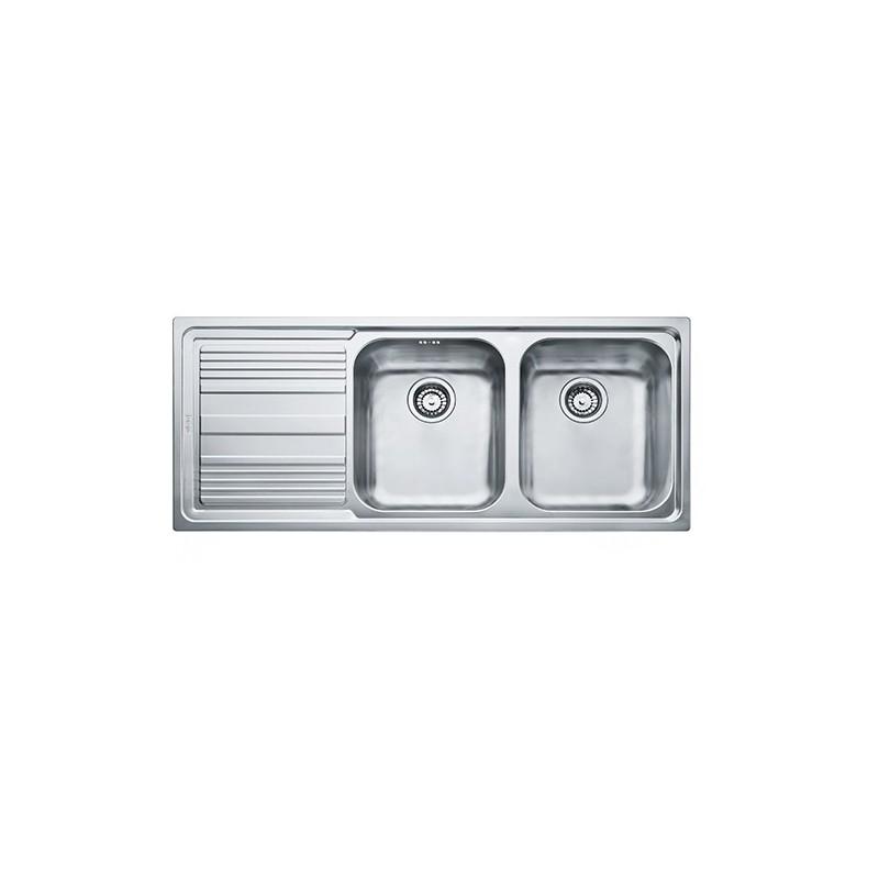  Franke: Logica Line LLX 621 101.0150.821 double bowl sink with drainer on the left, satin stainless steel finish, 116x50 cm