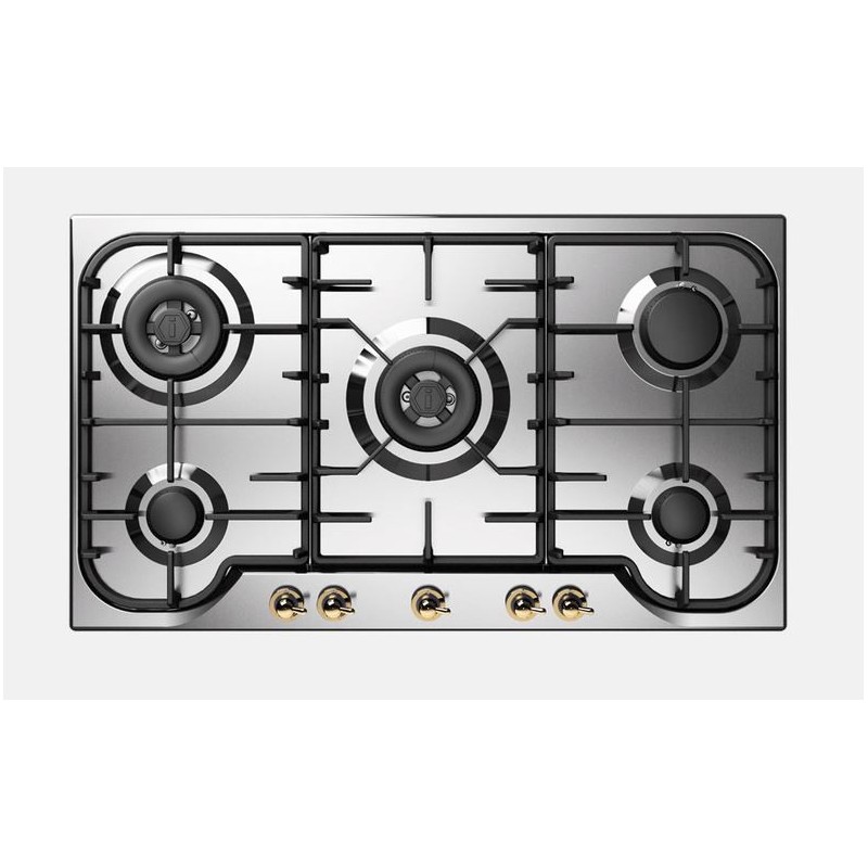  Plaque de cuisson à gaz Ilve Nostalgie HCB90CCN 86 cm, inox/chrome